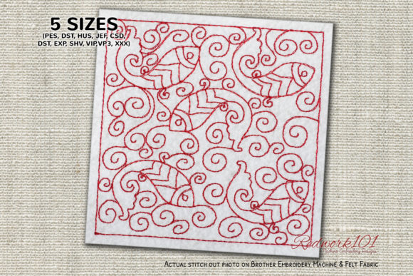 Fish Pattern Design Redwork for Seasonal Holiday Embroidery