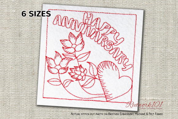 Flower in Happy Anniversary Redwork: A Designer's Review